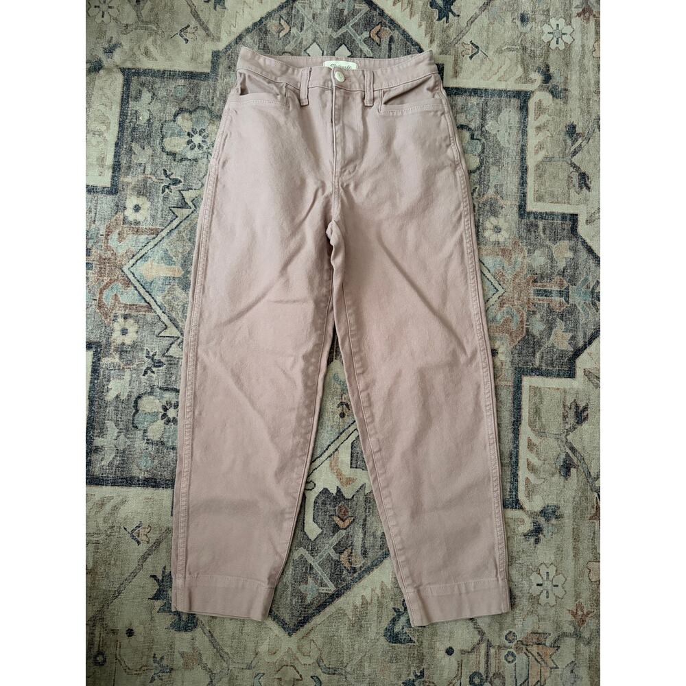 Madewell Emmett Crop Pants Womens 25 Pink High Rise Wide Leg Stretch